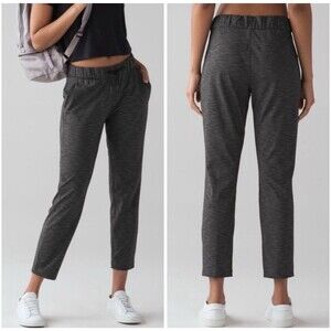 Lululemon On The Fly Pant 28" Heathered Black Gray Full-On® Luxtreme. Sz 2